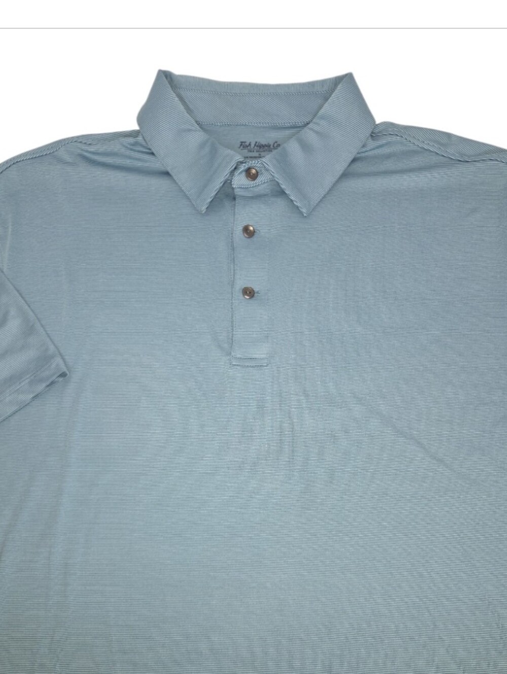 Fish Hippie Polo Collection Teal Stripe Short Sleeve Performance Wear Shirt XL
